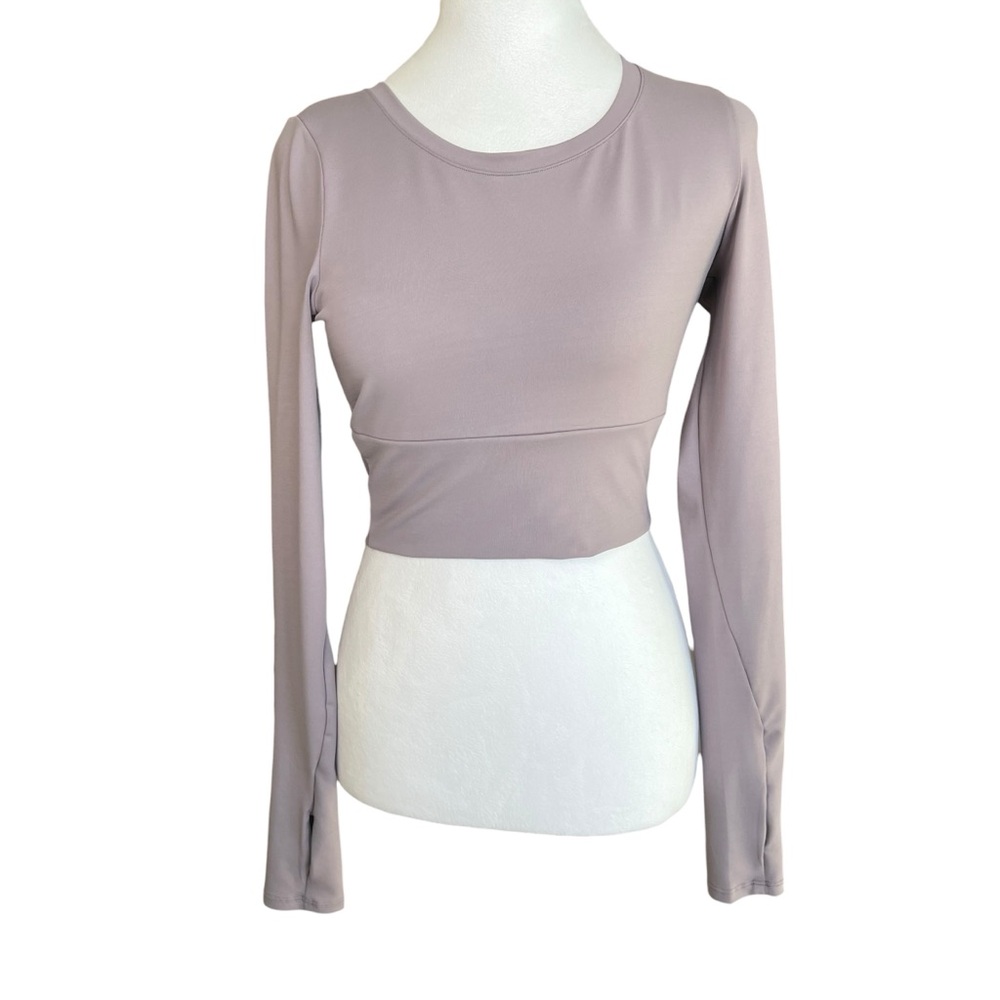 Pink Long Sleeve Small Cropped Workout Top Unbranded Athletic Yoga Stretchy Pink